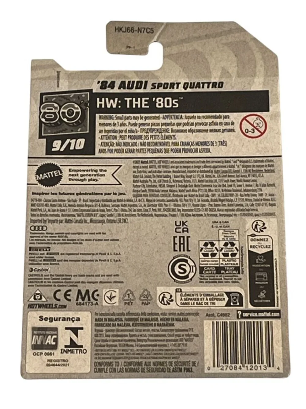 Hot Wheels '84 Audi Sport Quattro HW The 80s 50/250 9/10 White NOC